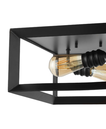 Marfa Square 13" Iron Modern Farmhouse LED Flush Mount - JONATHAN Y
